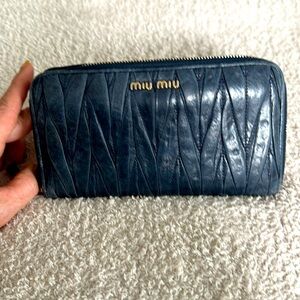 Miu Miu Dark Blue soft leather Wallet